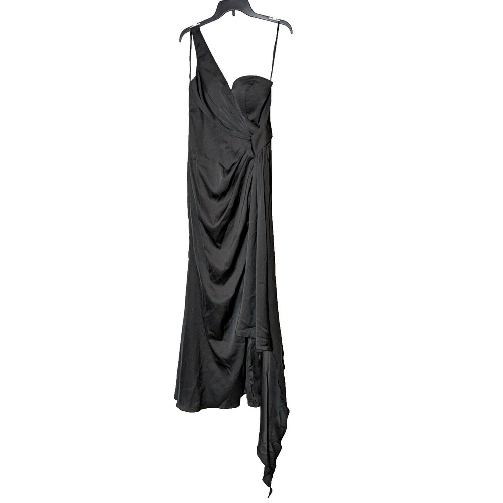 HEBEOS Women‎ Size 6 Black Sheath/Column Ruched One-Shoulder Sleeveless NEW